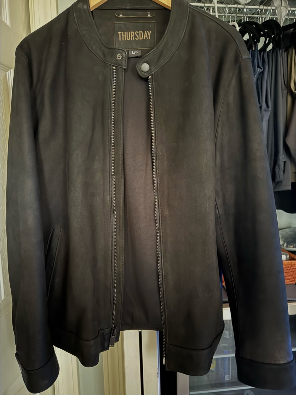 Thursday Boot Company Black Leather Bomber Jacket